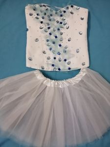Kids Costumes to Hire - Corset with tutu - White with blue detail